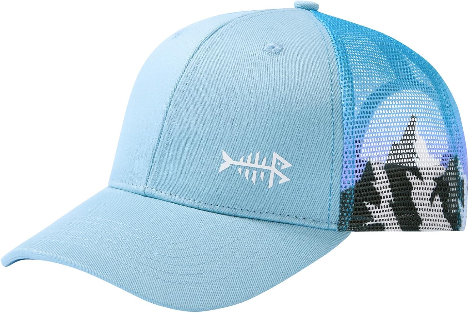 BASSDASH Printed Mesh Trucker Hat for Men Women Adjustable Baseball Cap Fishing Camping Outdoors Sporting Hat with Snap FH20