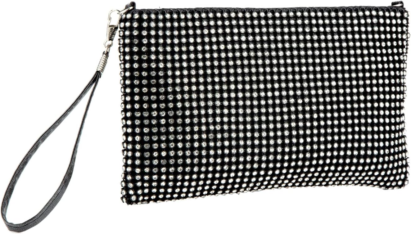 Gripit Bling Mesh Purse Small Clutch for Women Money Purse Evening Wristlet Clutch Bag Little Crystal Cell Phone Purses