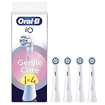 Oral-B Testine di Ricambio iO Gentle Care Bianche, 4 Testine Oral B per Spazzolino Elettrico, Rotonde Originali, per Gengive Sensibili, Setole angolate per rimuovere la placca
