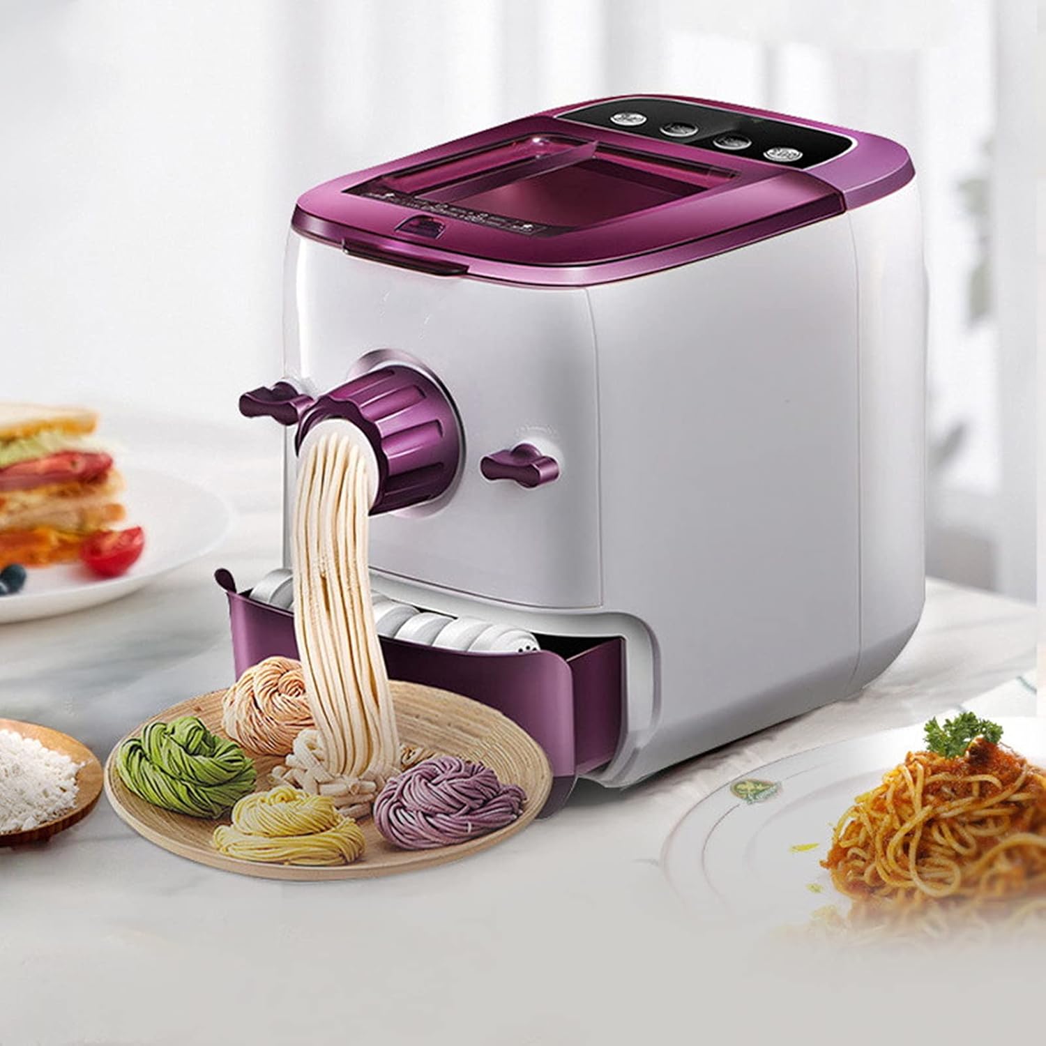 Multifunctional Electric Noodle Machine can Make Thin Noodles Macaroni or Dumpling Wrappers Including 6 Noodle Molds