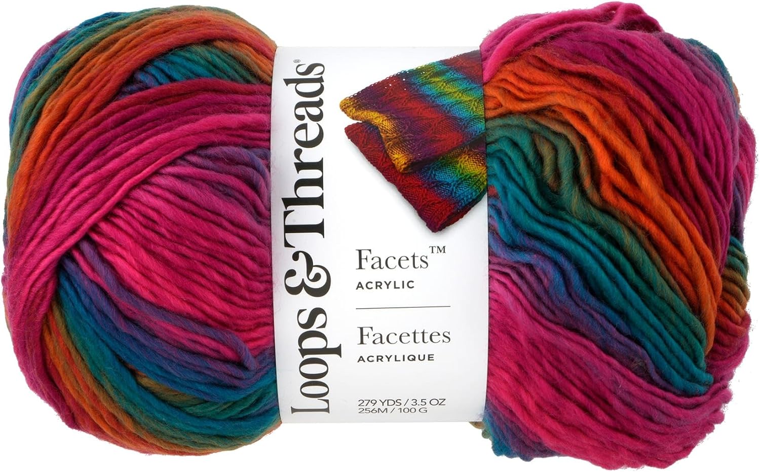 Loops & Threads Cotton Candy Facets Yarn - Medium Weight Yarn for Knitting, Crochet, Weaving, Arts & Crafts, 15 Pack