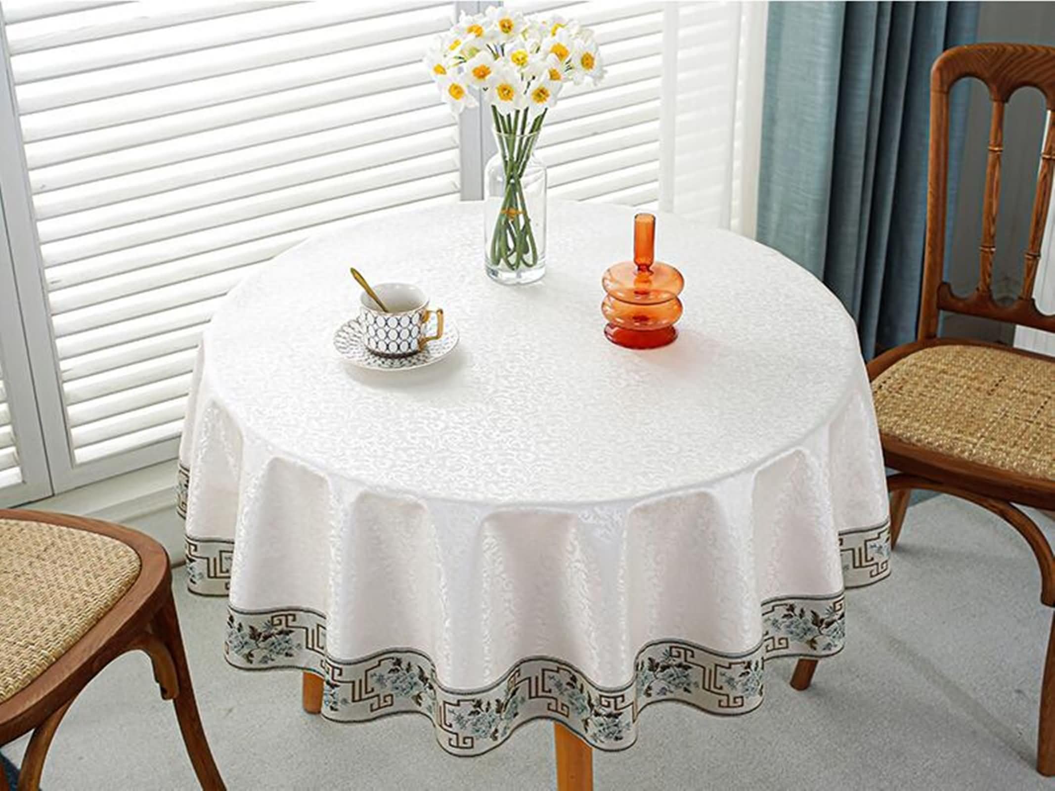 Nappe ronde 180 cm en cuir PU anti-tache imperméable pour table