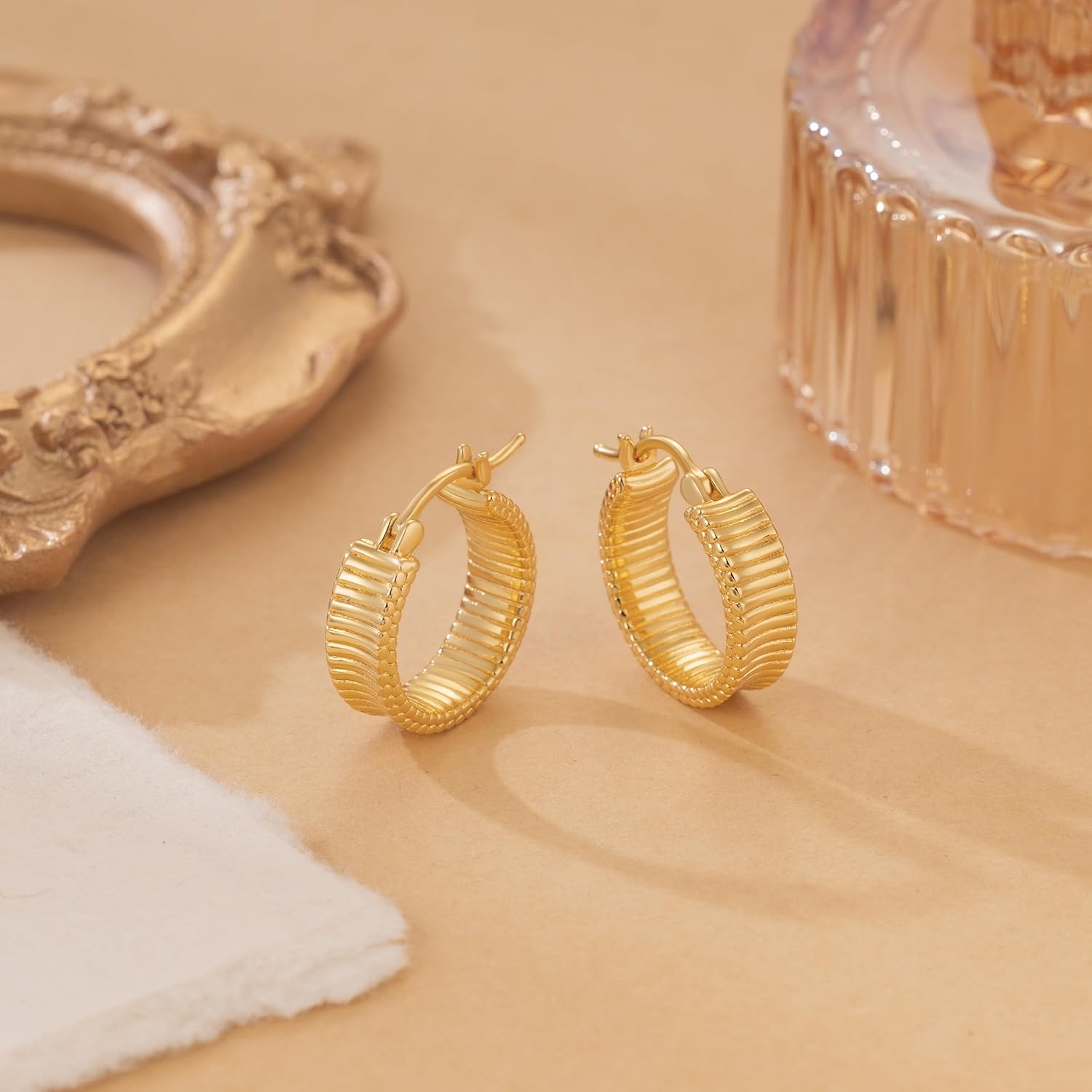 KKR Gold Hoop Earrings for Women 14K Gold Earrings for Women Unique Hoop Earring for Womens Hoops Stylish Practical and Favorable Fashion Trendy Hoops Earring for Womens 19mm - Image 6