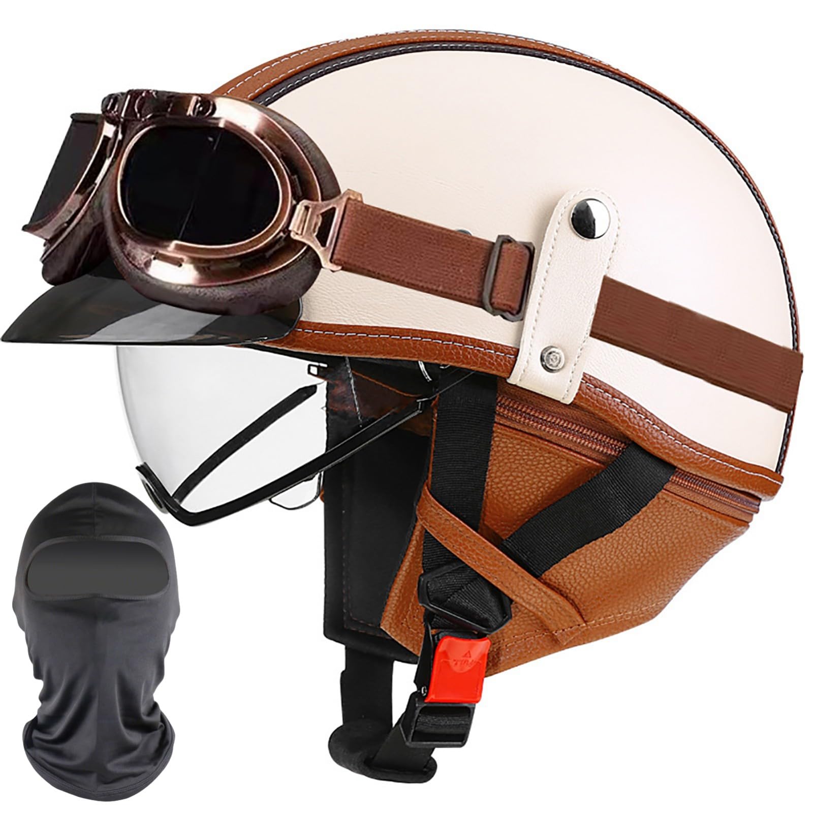 XYYYM Vintage Open Face Helmet Motorcycle Half Helmets, Motorbike Bike Cruiser Moped Scooter Jet Helmet, ECE Approved 57-64cm