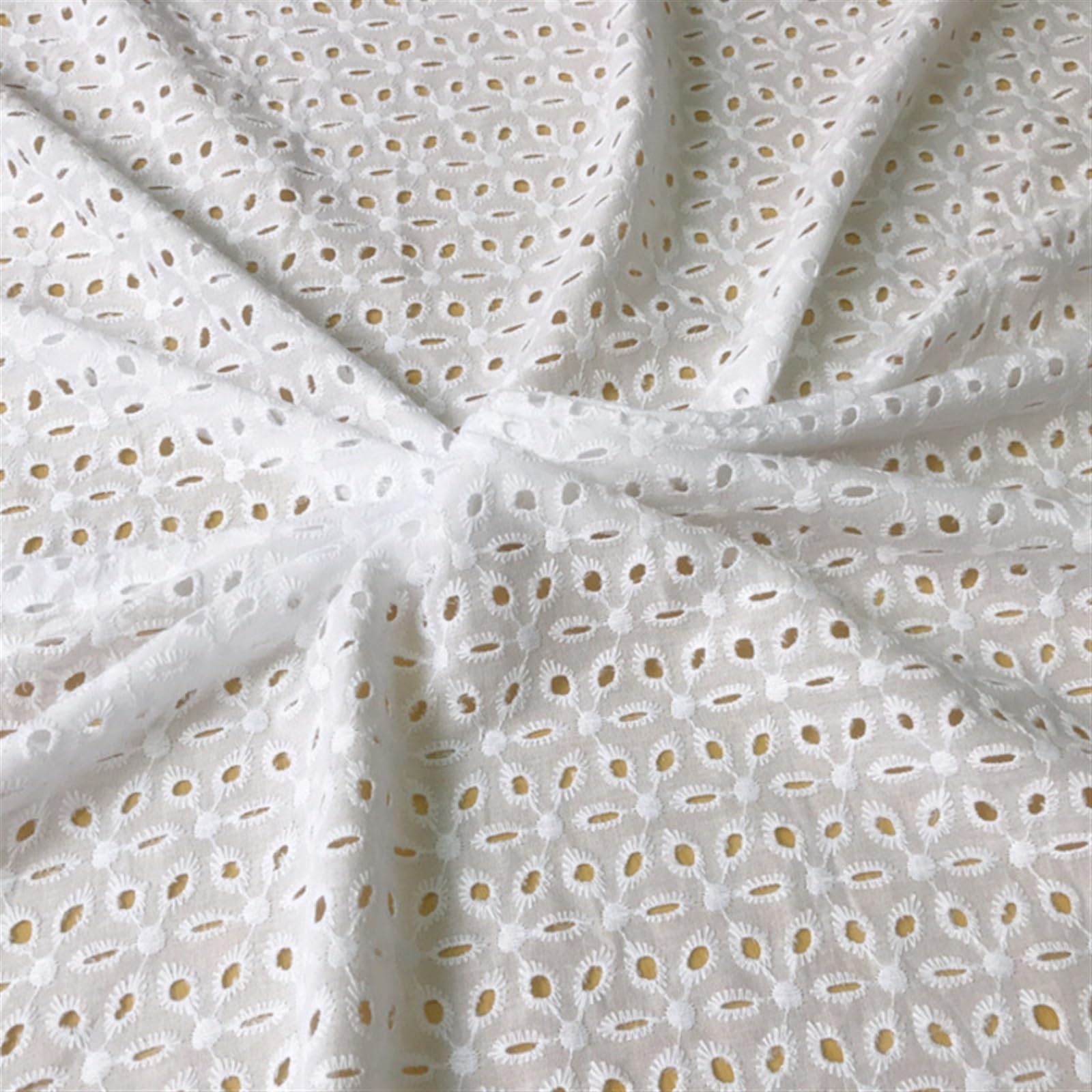 Miękka haftowana bawełniana koronka, tkanina Broderie Anglise, oczka, woal, dla kobiet i dziewcząt, sukienka na podwórko, tkanina do szycia (130 cm x 5 metrów)