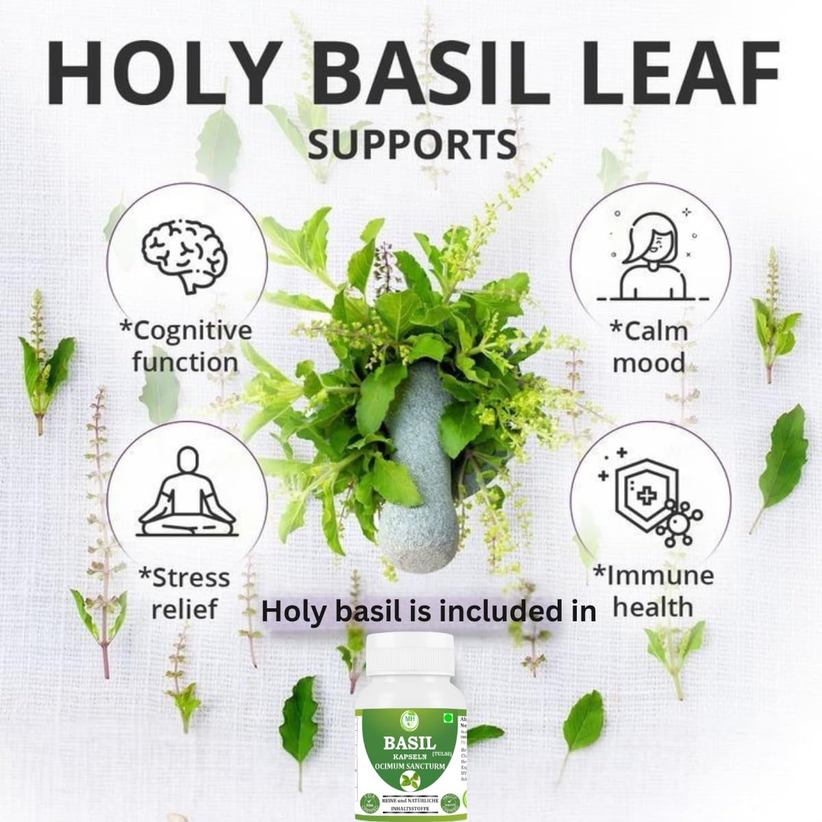 TULSI Capsules – 60 Veg Capsules | Pure Holy Basil Extract (Ocimum sanctum) | Natural Ayurvedic Herbal Supplement | Plant-Based Formula | Pack of 1 — Amazon image 5