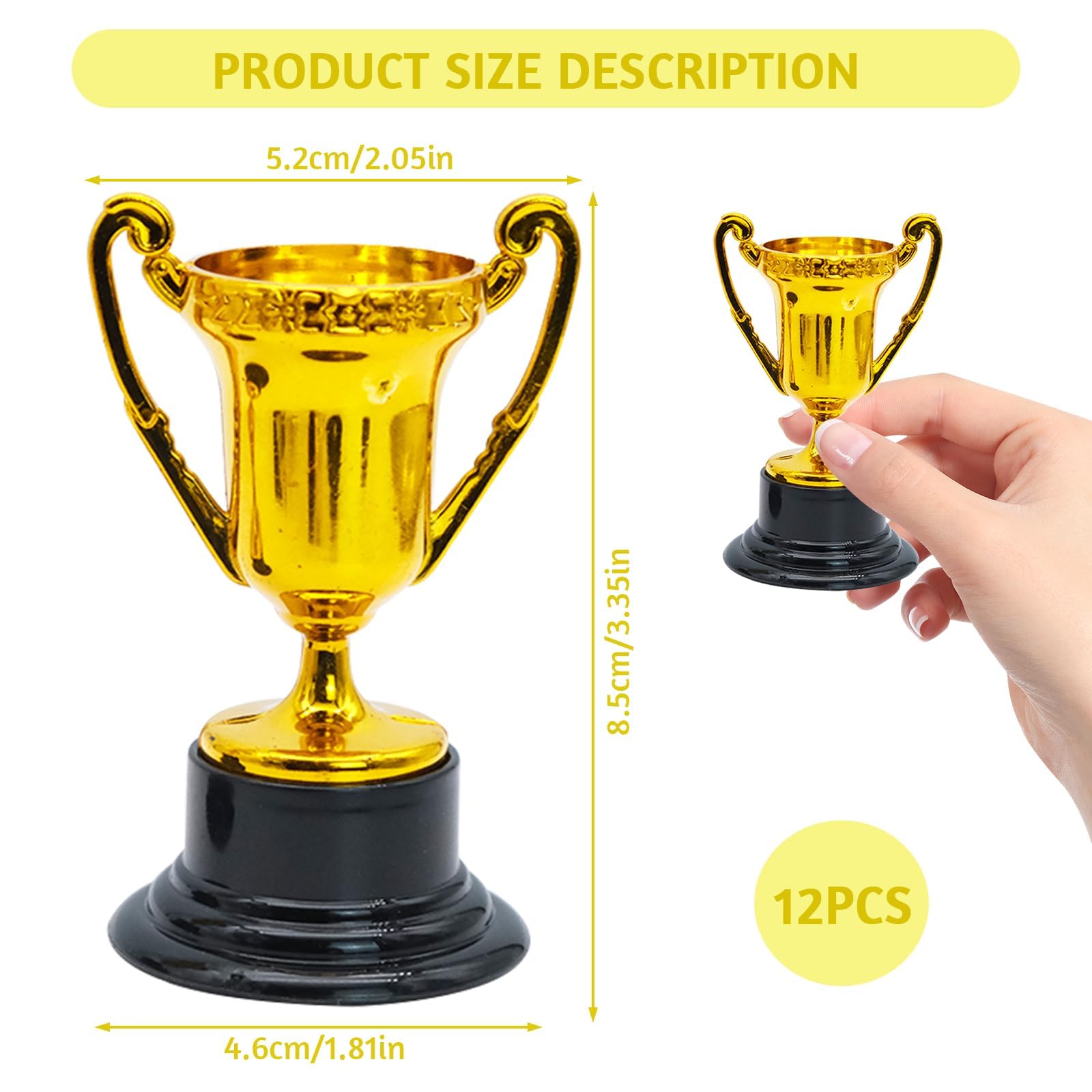 12Pcs Trophées Dorés pour Enfants, Mini Trophées, Trophées Vainqueur des Tournois Sportifs, pour Tournois Sportifs, Compétitions, Fêtes