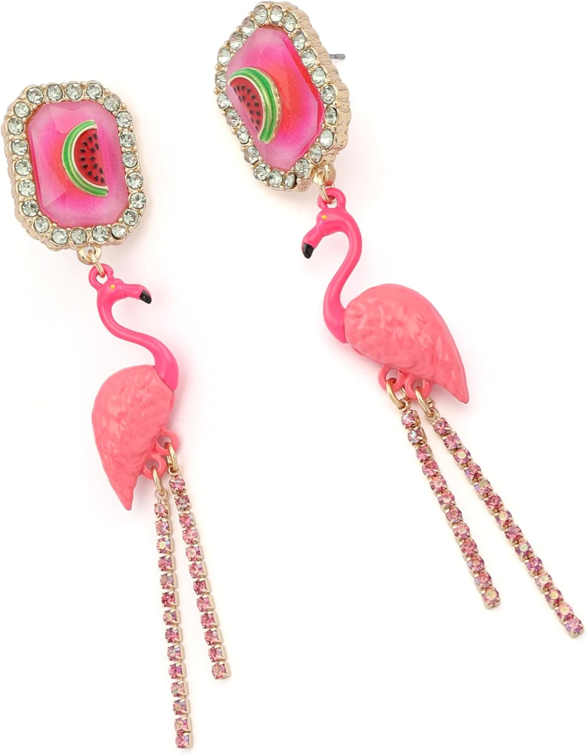 Betsey Johnson Women's Betsey's Backyard Flamingo Drop Earrings
