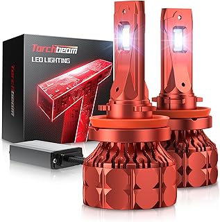 Torchbeam H11/H8/H9 LED Headlight Bulbs, 800% Super Brighter 110W 30000 Lumens 6500K Cool White Headlight Bulbs, Plug and Play Halogen Replacement LED Bulbs, Pack of 2