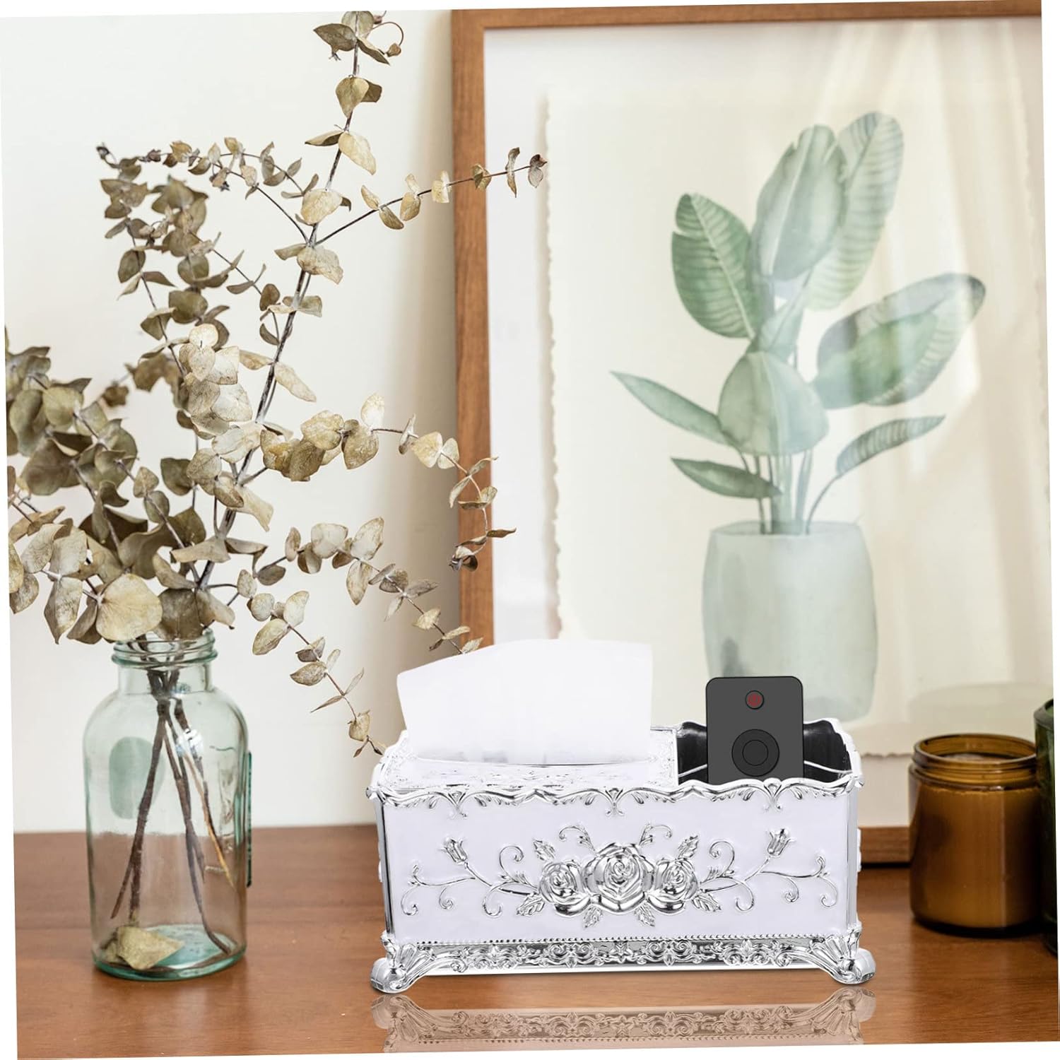 Safe Plastic Material Divided Tissue Box Storage Key Remote Control Organizer Napkin Box for Home Office Car