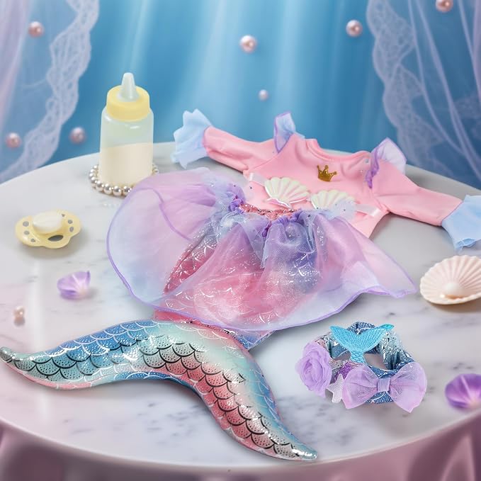 Muñeca Bebé Sirena Realista de 15 Pulgadas BABESIDE miniatura 7