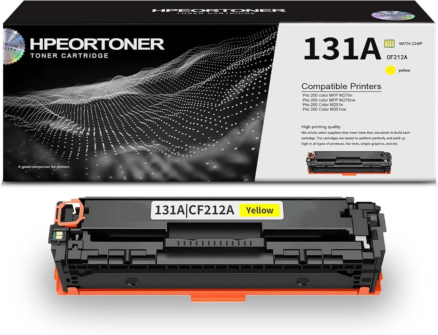 1 Pack 131A|CF212A Yellow Toner Cartridge, High Yield 1,980 Pages, Replacement for HP 131A|CF212A Pro 200 Color MFP M276n Pro 200 Color MFP M276nw Pro 200 Color M251n Pro 200 Color M251nw Printer