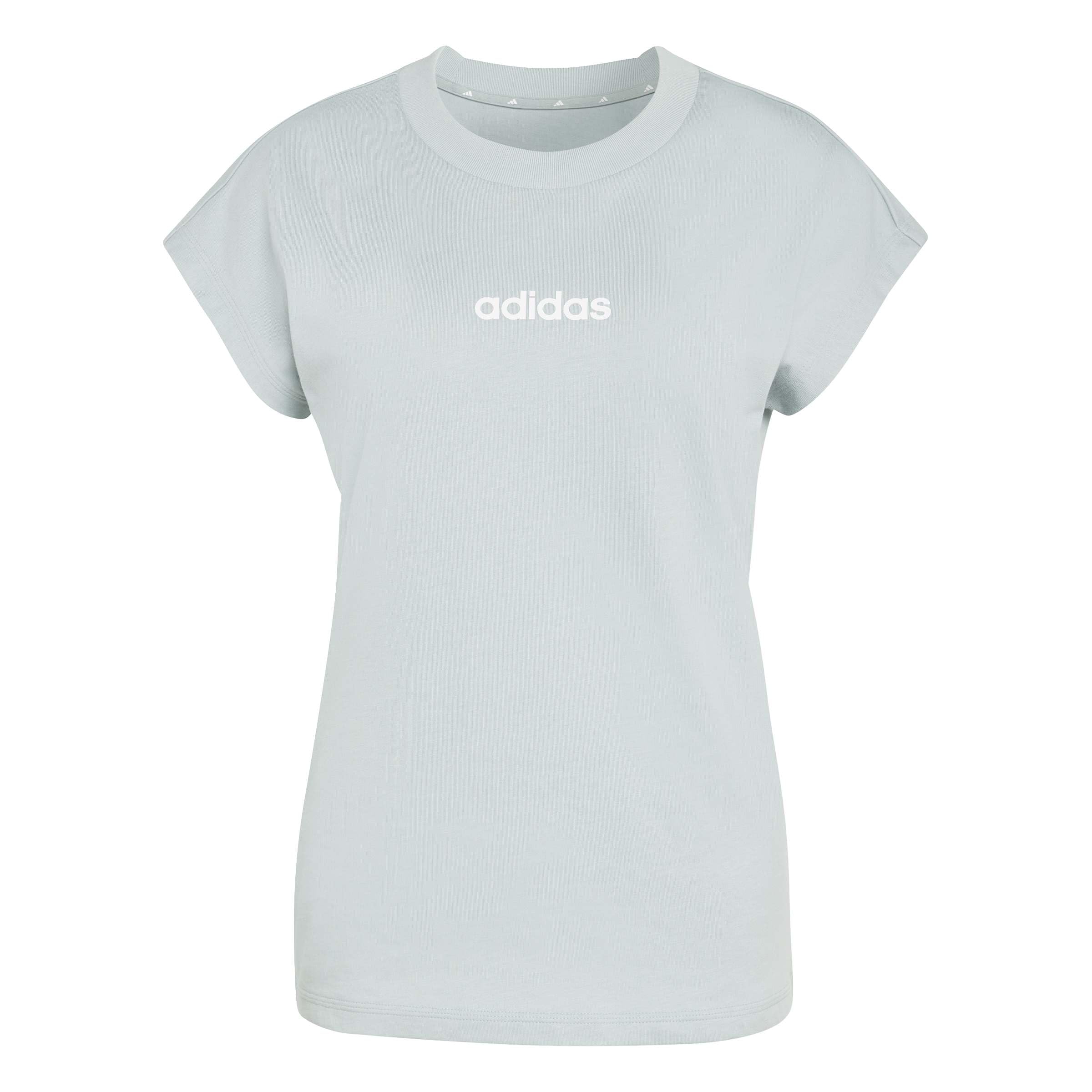 adidas Sportswear Women's Essentials Linear Cotton T-Shirt, Green, Size L, Women