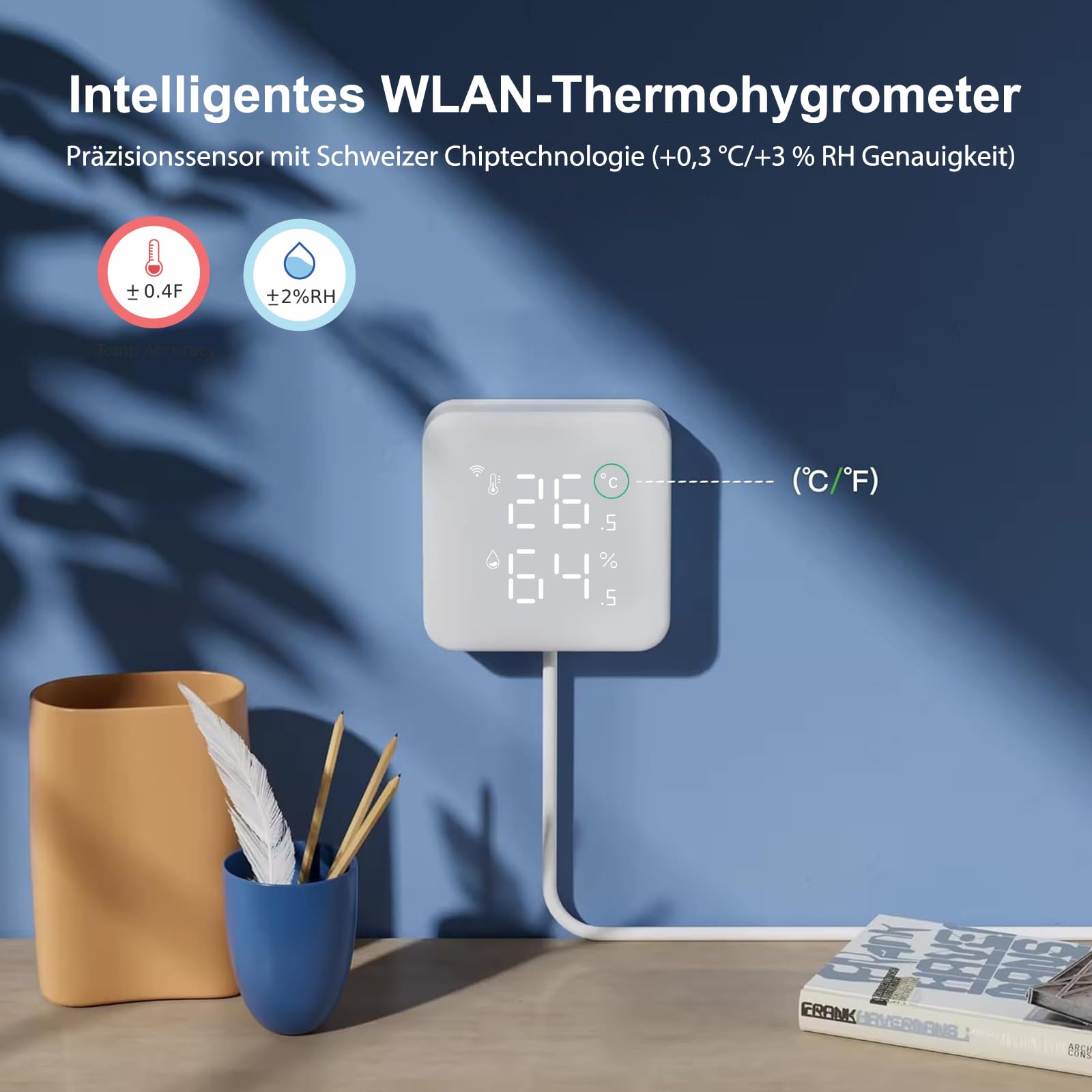 Smart Klimaanlagensteuerung für Split-, Fenster- & Mobile ACS, mit WLAN Thermometer Hygrometer, automatischem Komfort & Energieersparnis, 60-Sekunden-Installation, kompatibel mit Google & Alexa
