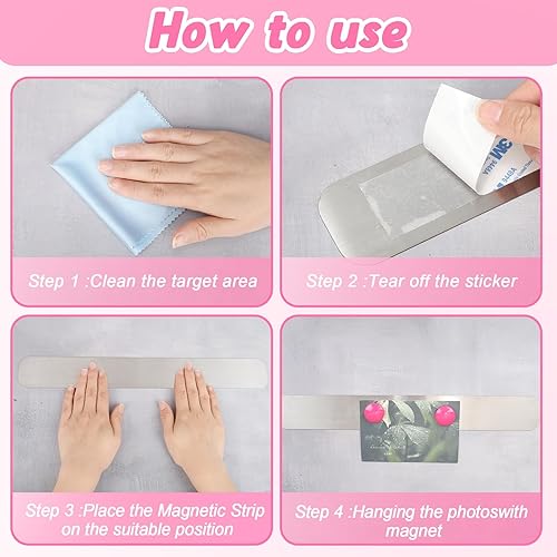 Miniatura 7 de Blulu 12 tiras magnéticas de 14 pulgadas con respaldo adhesivo, tableros magnéticos para paredes, tiras de metal para imanes, tablero de hierro