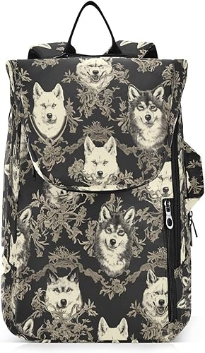 Mochila de tenis de bádminton resistente al agua de dibujos animados lindo lobo negro tenis bádminton raqueta bolsa para mujeres hombres bolsa de