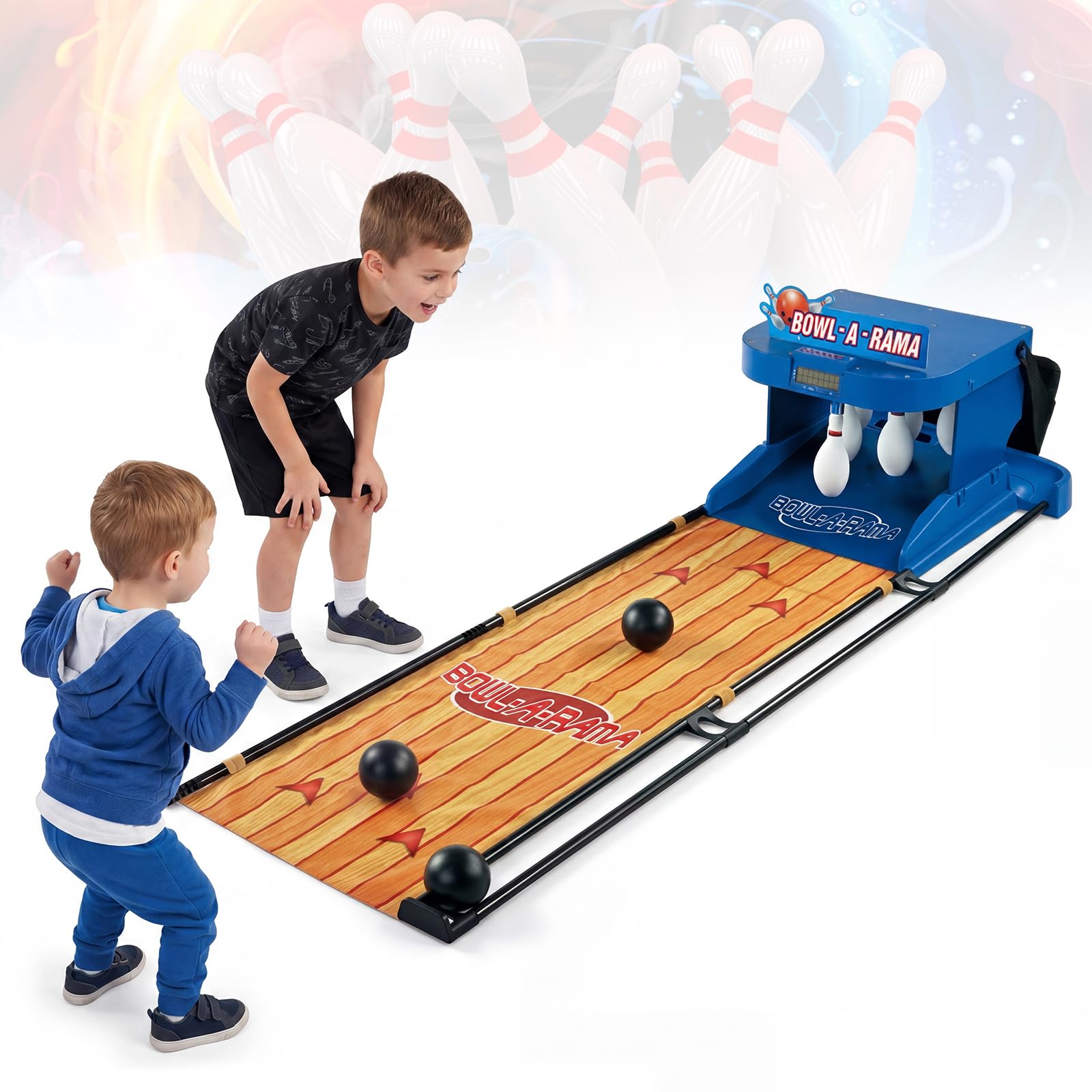Electric Bowling Machine, 3.5m Indoor Family Game Bowling Alley Game with LED Electronic Scoreboard with Automatic Reset