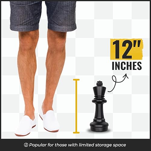 Miniatura 2 de MegaChess Juego completo de piezas de ajedrez premium grandes con rey de 12 pulgadas de alto, blanco y negro