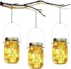 3 Pack Solar Mason Jar Lights,30 LED Water-Proof Outdoor Solar Lanterns,Garden Lights,Hanging Lights for Outside,Wedding, Party, Bar, Garden,Christmas,Table,Tree,etc. (Warm)…