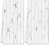 SereneHanctuary Funny Swimming Kitchen Towels Set of 2 - Modern Minimalist Swim Coach Gifts, 16x24 Inch Absorbent Chenille Dish Tea Towels