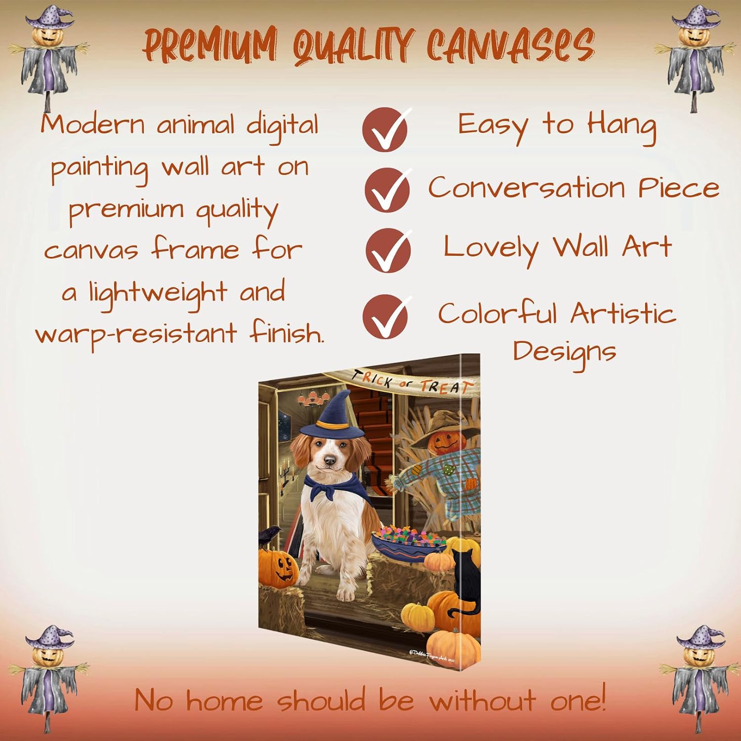 Doggie of the Day Enter at Risk with Brittany Spaniel Dogs Canvas Wall Art - Premium Quality Ready to Hang Room Decor - Flat Rolled 8" x 10"