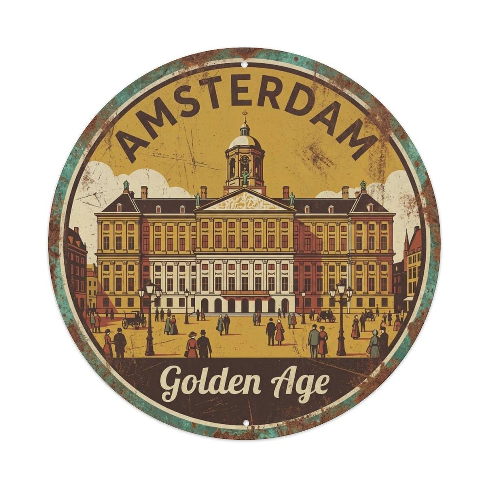 Vintage Travel Amsterdam Netherlands Token Metal Tin Sign