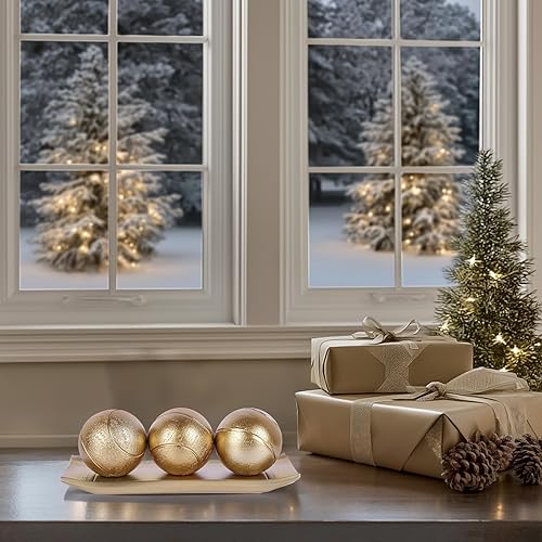 Miniatura 8 de LCCCK Juego de bandeja decorativa con bolas, soporte de TV de orbes decorativos dorados, centro de mesa de café, elegantes bolas decorativas para