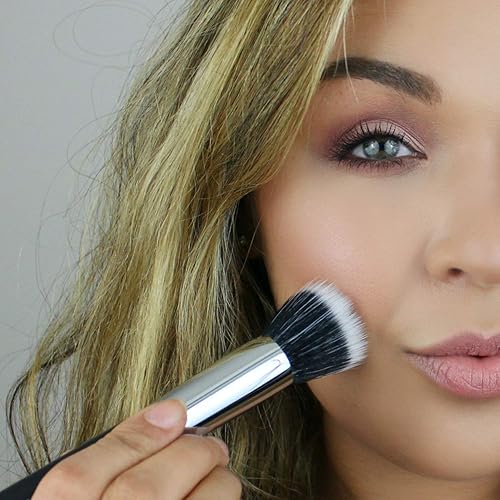 Miniatura 8 de Beauty Junkees Stippling Brush - Brocha para base de maquillaje, cepillo de mezcla de fibra sintética de doble fibra para base líquida, rubor crema,