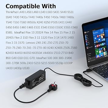65W Yellow USB Laptop Charger Compatible with Lenovo Thinkpad Yoga Series | Thinkpad T440 T440s T450 T450s T460 T460s T470 T470s T550 T560 T570 X240 X250 X270 Z50 Z70 Yoga 2 11 11S 13 Power Adapter