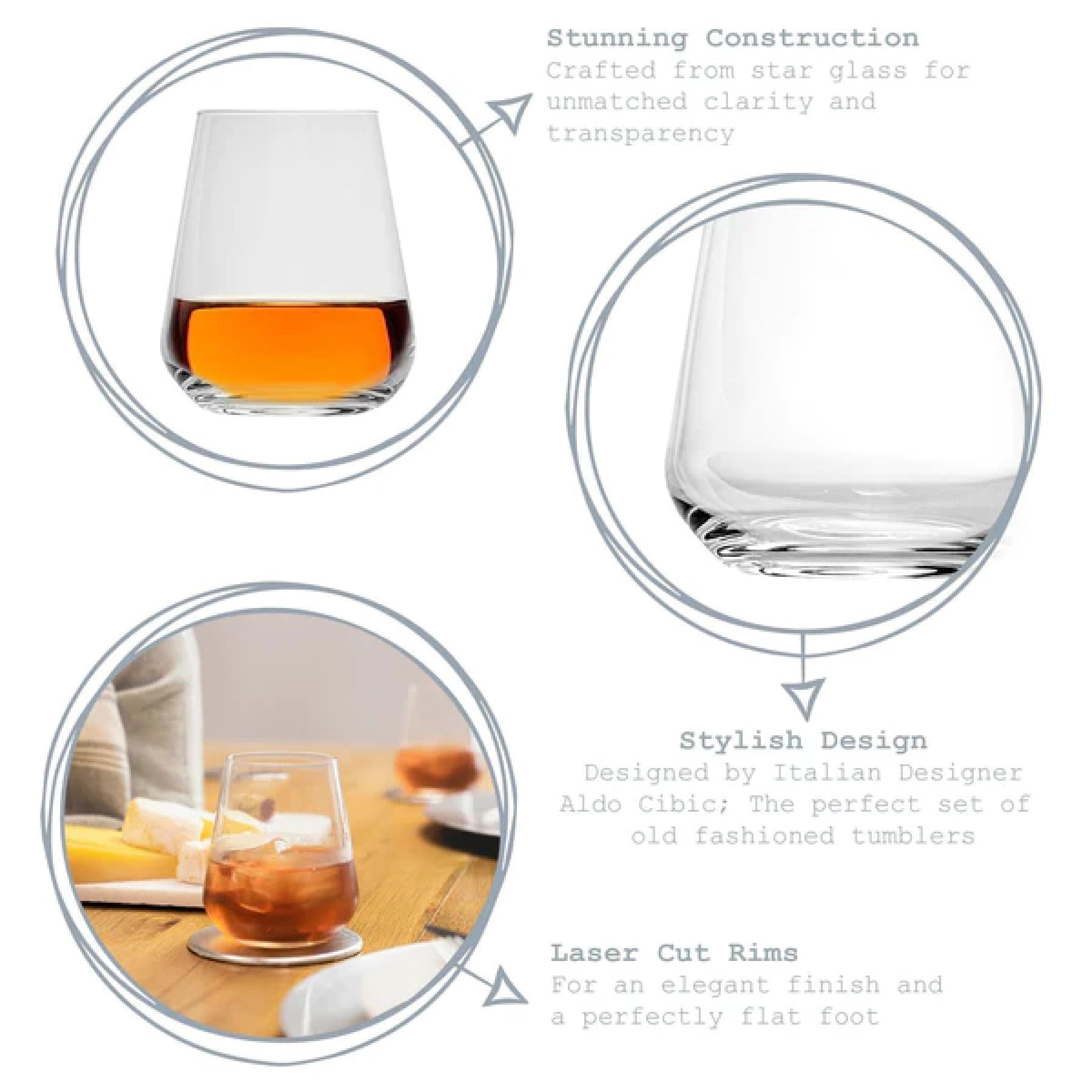 Amazon.com | Bormioli Rocco Inalto Stemless Wine Glass, 15-3/4-Ounce, Set  of 6: Wine Glasses