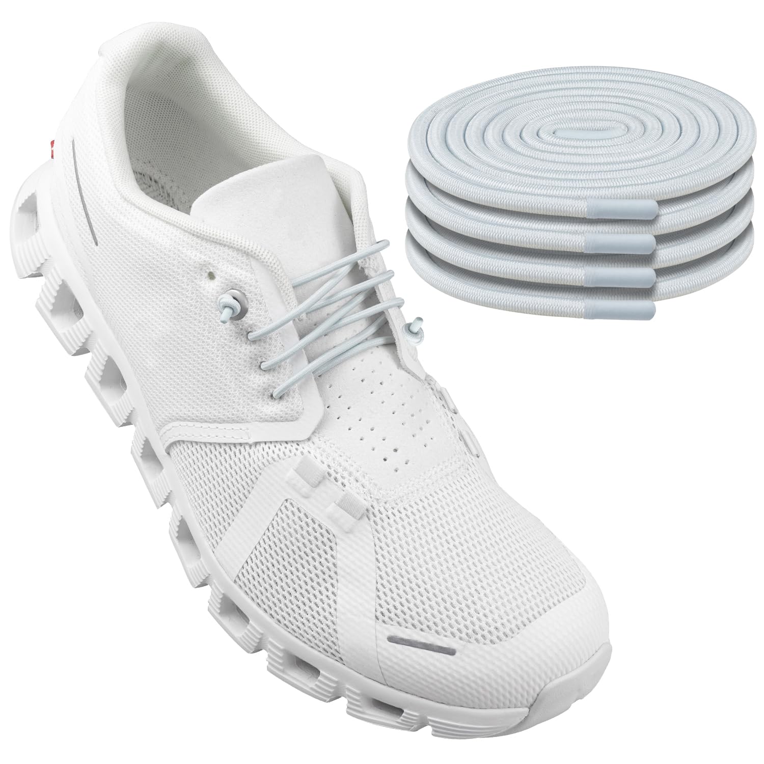 2 Pairs Elastic Shoelaces for ON Cloud 5 & 6 No Tie Replacements Shoes Laces Stretchy Bungee Running Training