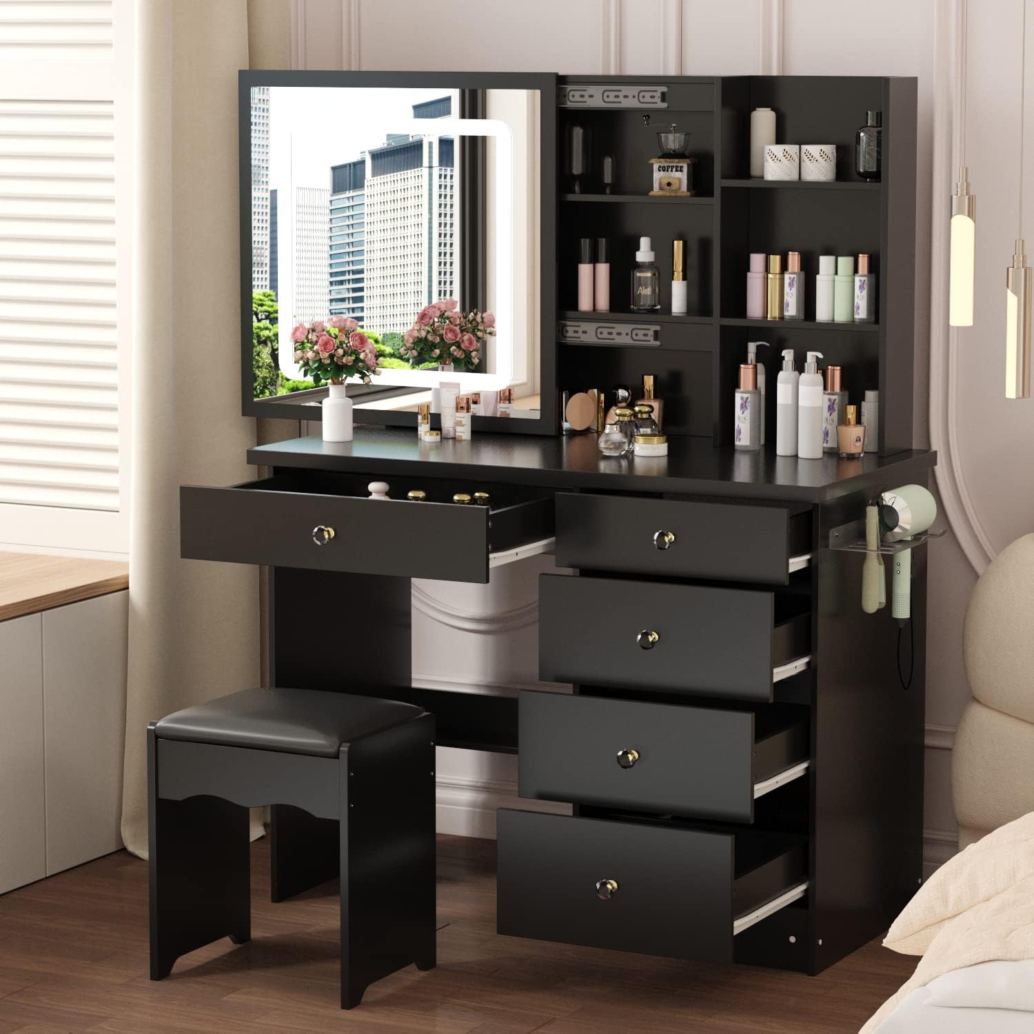 Homsee Vanity Desk Set Makeup Table with Large Sliding