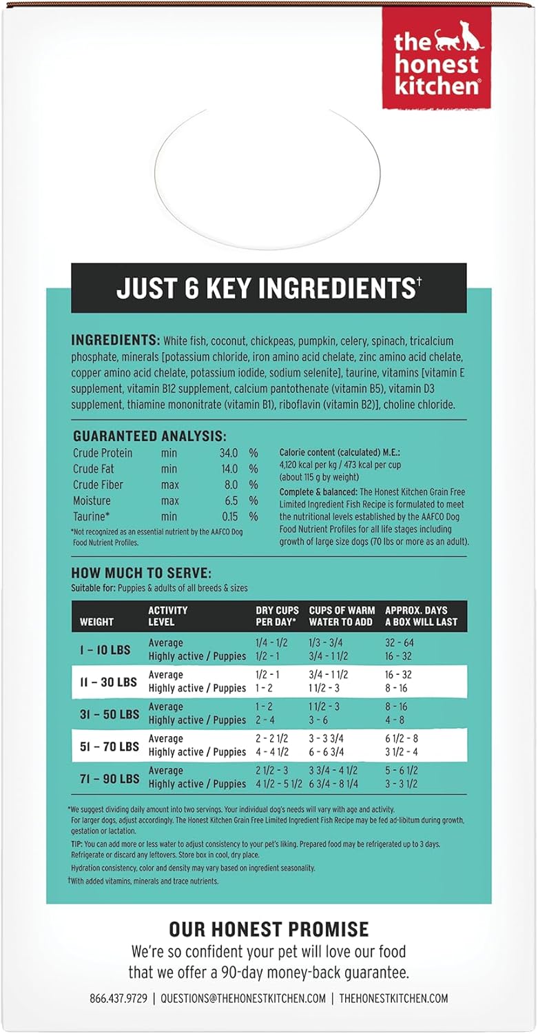 The Honest Kitchen Human Grade Wholemade™ Limited Ingredient Dehydrated Grain Free Fish Dog Food, 4lb