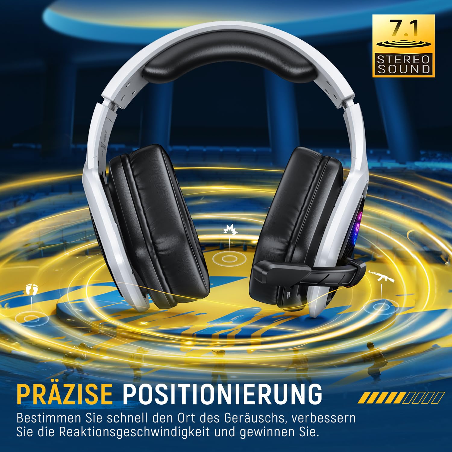 Tatybo 2.4Ghz Wireless Gaming Headset for PS5/PS4/PC(USB-A Port) - 40H Battery Life, Spatial Audio with 360° Flexible Mic, Wireless Headset for Switch/Tablets/Mac and Phone (USB-C Port)