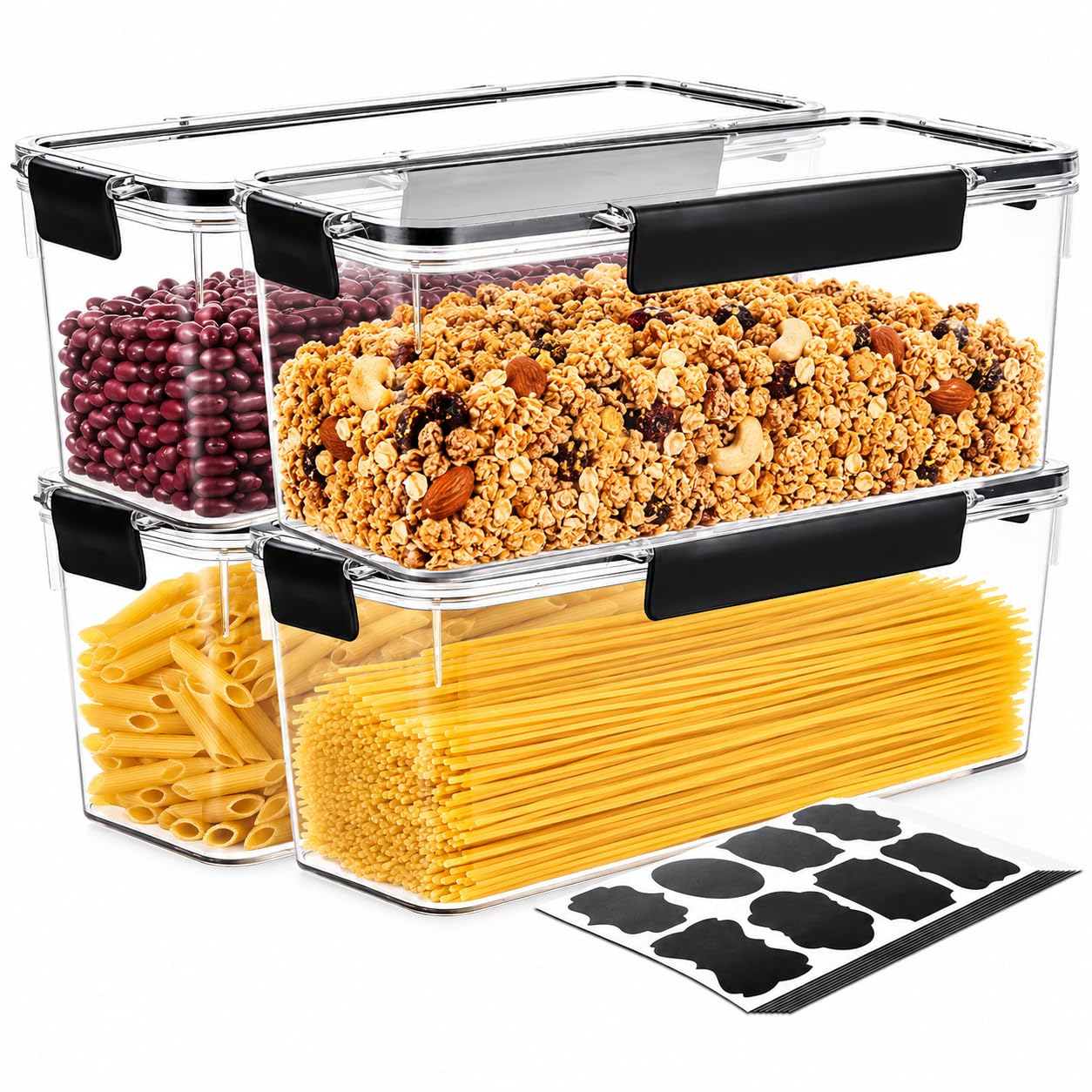 MUXHEL 4PCS Pasta Storage Containers 2.25L