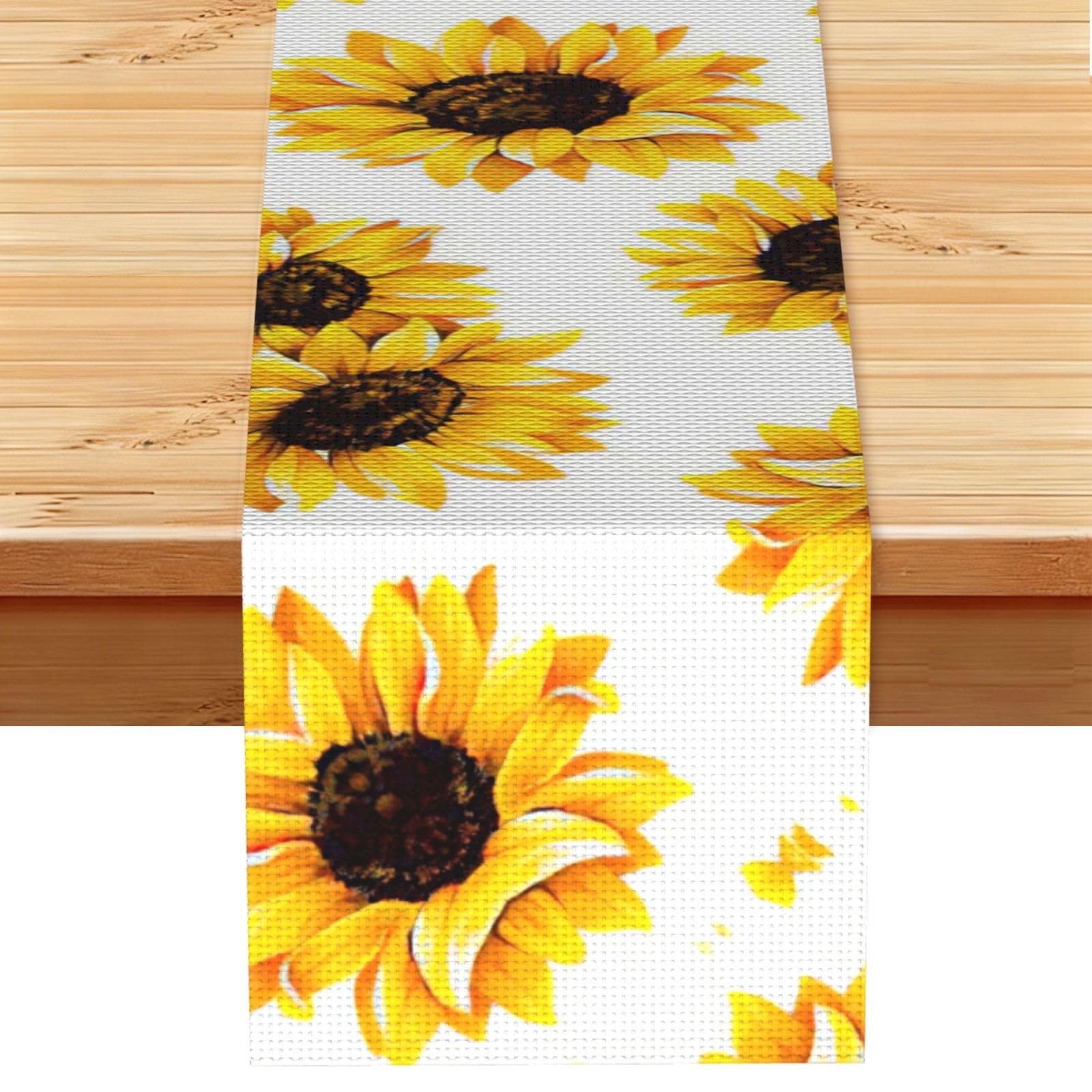 Aacxzff Black Linen Sunflower Print Table Runner For Everyday Use,Special Occasions,Wedding Birthday Home Decor