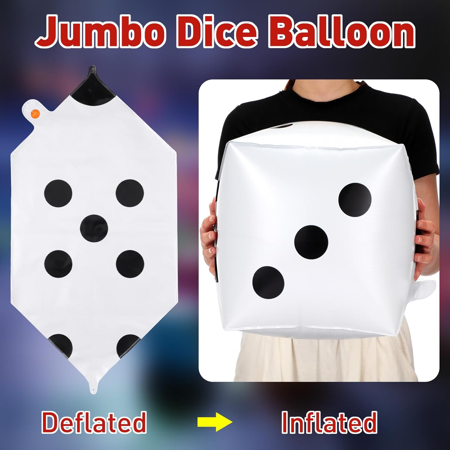 MiniInflat 18 Pcs Jumbo Dice Balloon Casino Theme Party Decoration 4d Square 11" & 7" Large Inflatable Dice Foil Giant Casino Balloon for Game Night Las Vegas Birthday Bunco Prom Party Decoration