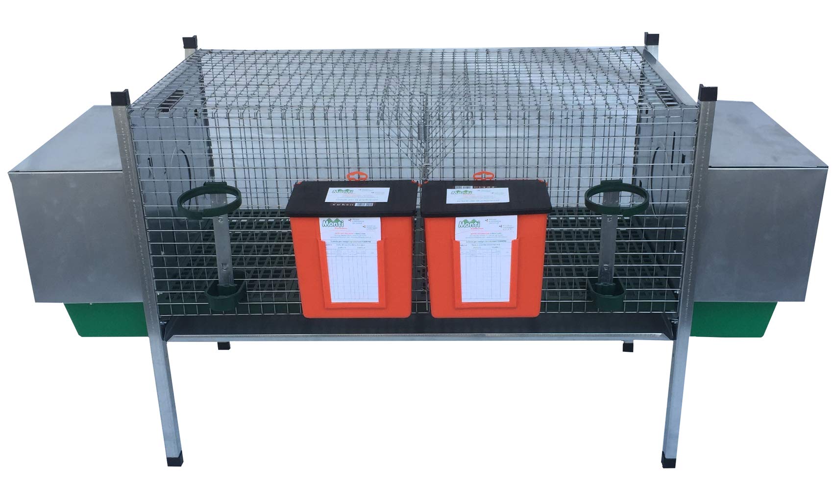 Gabbia Conigli 2 Fattrici M4 Conigliera Sovrapponibile. Max Ingombro cm 160 x 65 x H 81. Lattazione Programmata. Omaggio Guanti da Lavoro NBR