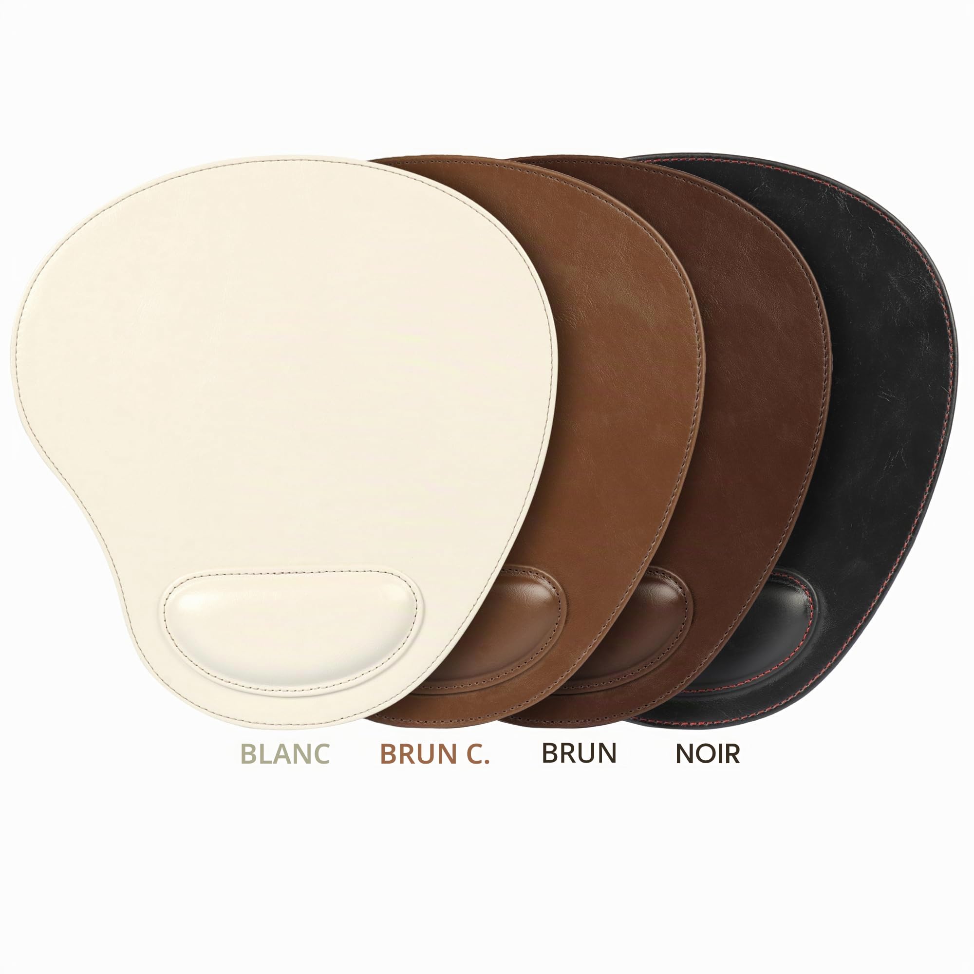 Londo Tapis de Souris Ovale en Cuir PU avec Repose Poignet - Ergonomique Confort Tapis de Souris