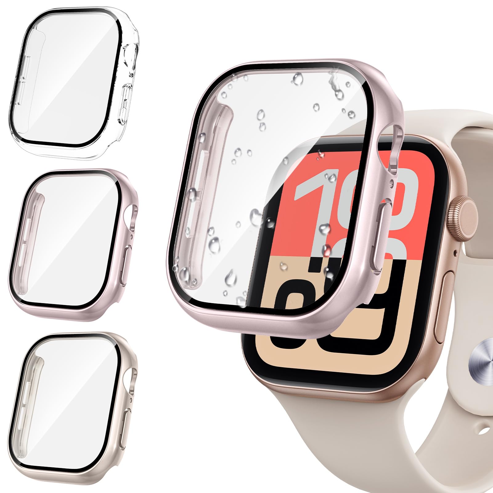 Tensea [3PCS for Apple Watch Screen Protector Case 40mm SE 3/SE 2rd Generation/SE/Series 6/5/4 Accessories, iWatch Protective Face Cover for Women Men