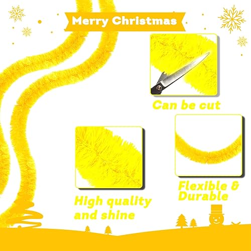 Miniatura 3 de Guirnalda de Flecos de Papel de Aluminio Navideña de 50 Pies, Pancarta de Borlas Metálicas para Colgar en la Pared, Serpentinas de Oropel Telón de