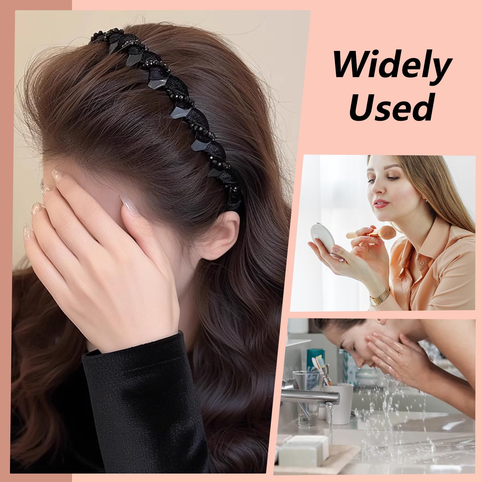 Bcautay 3 Pcs Zig Zag Headbands Pretty Headbands for Women Women's Fashion Headbands Comfortable Comb Hairbands with Teeth - Image 4
