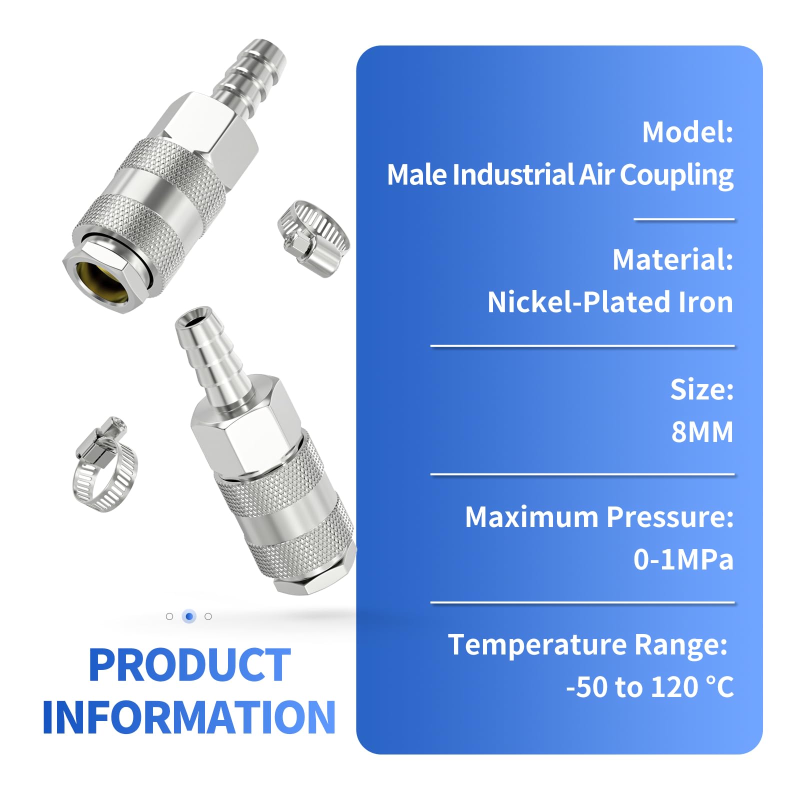 ERGAOBOY 5 Pcs Male Industrial Air Coupling with 8MM Hose Barb - Image 4