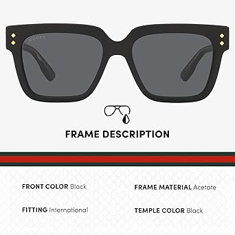 Gucci GG1084S Lettering Logo Squared Shape Sunglasses with Luxury Eyewear Kit
