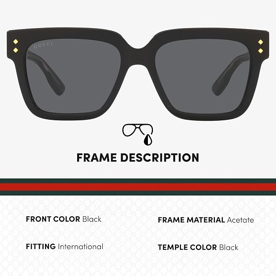 Gucci GG1084S Lettering Logo Squared Shape Sunglasses with Luxury Eyewear Kit