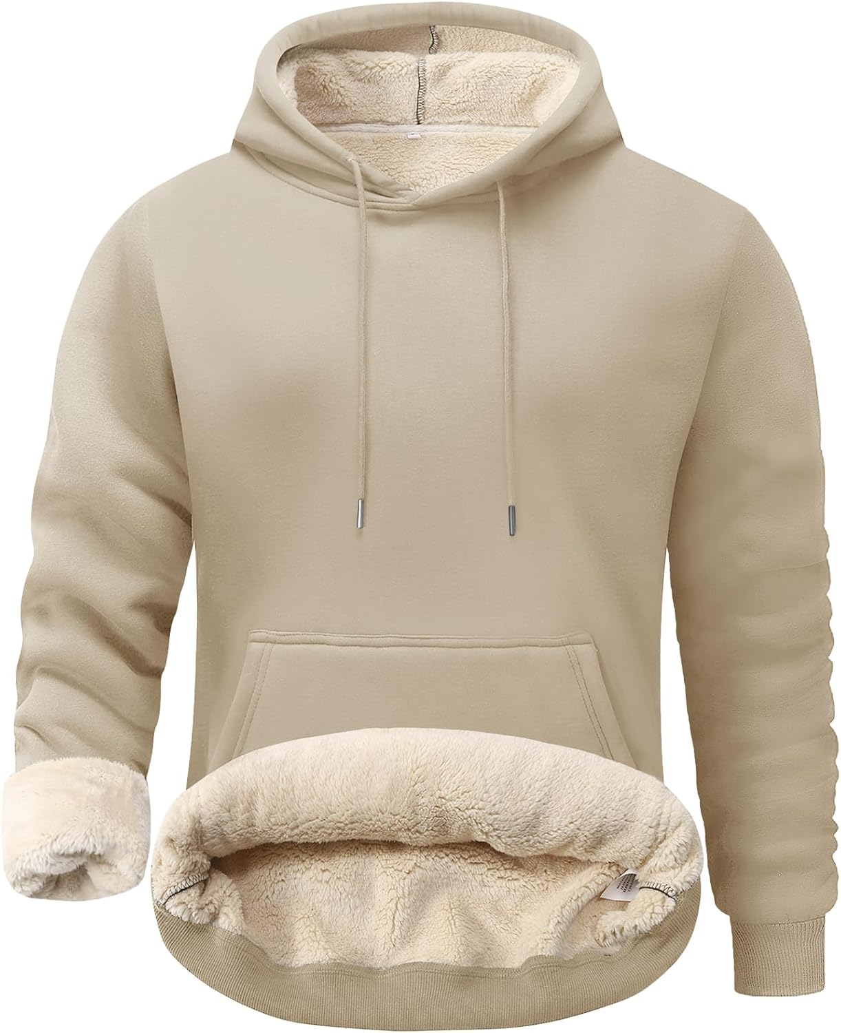 Flygo Men's Casual Fleece Sherpa Lined Hoodie Winter Warm Pullover Hooded Sweatshirt