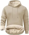 Flygo Men's Casual Fleece Sherpa Lined Hoodie Winter Warm Pullover Hooded Sweatshirt