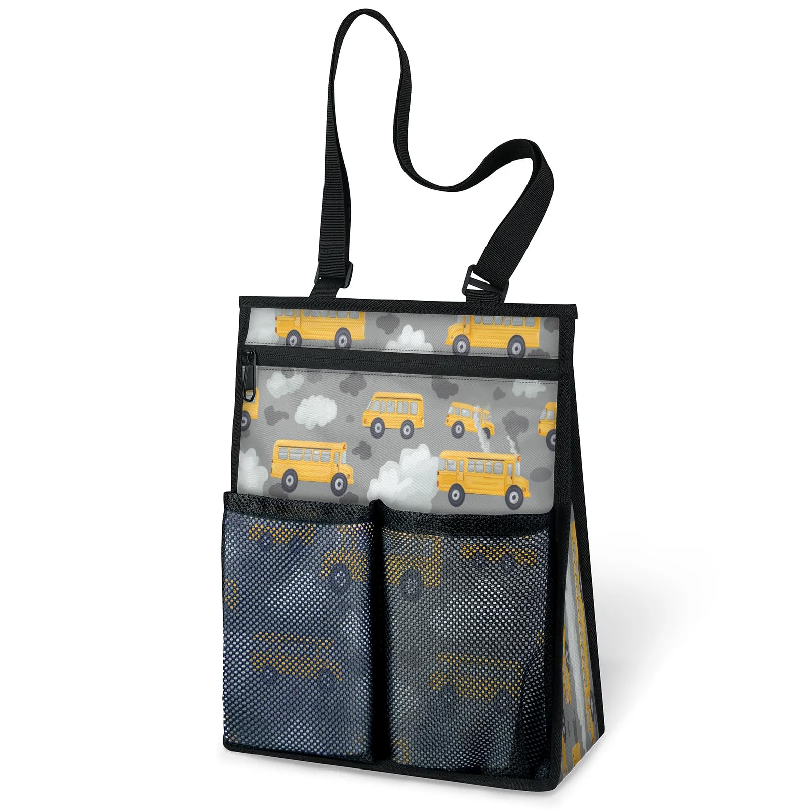 Ourtheme Creativity Buses Car Portable Shower Bag for Travel Gym Camp Beach Tote Shower Caddy Bags Hanging Toiletry