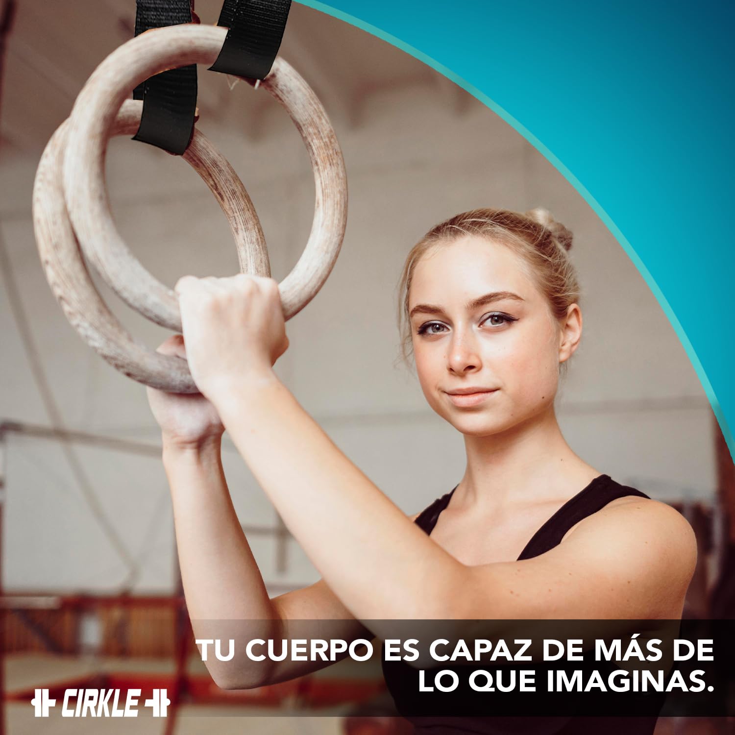 Original Cup CIRKLE | 2 Anillas de Madera para Gimnasia | 23 cm de Diámetro con Correas Ajustables | Entrenamiento, Fitness, Musculacion, Deporte | Fácil Fijación, Máxima Seguridad | Aerobik