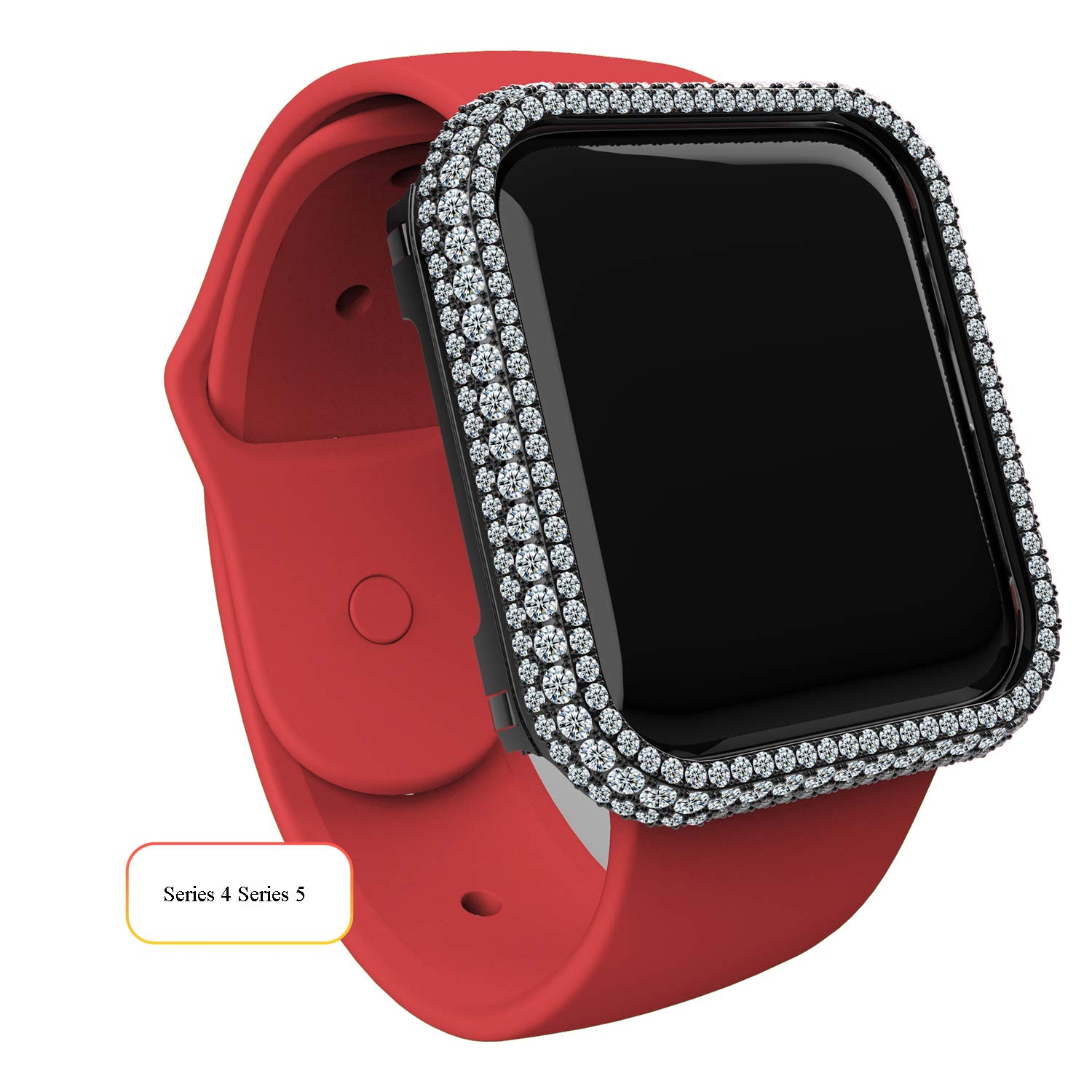 Schutzhülle für Apple Watch Series 4 / 5 / 6 SE (40 mm, Zirkonia-Diamanten, Schwarz, 40 mm)